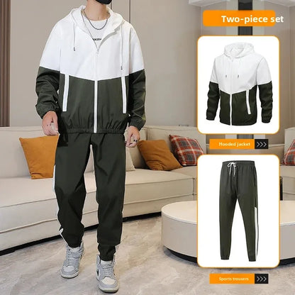 Conjunto informal de dos piezas para hombre, chaqueta deportiva de primavera