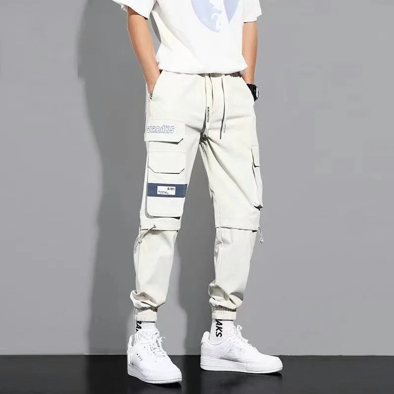 Pantalones holgados, versátiles, de color liso y talla grande para hombre