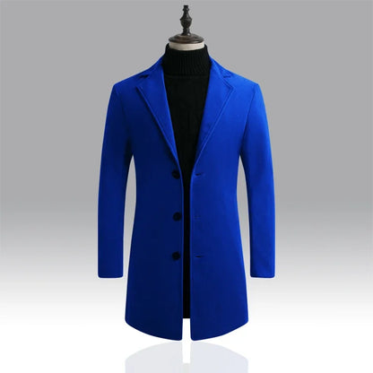 nuevo abrigo largo de algodón nueva mezcla de lana Color puro Casual moda de negocios ropa de hombre chaqueta cortavientos delgada