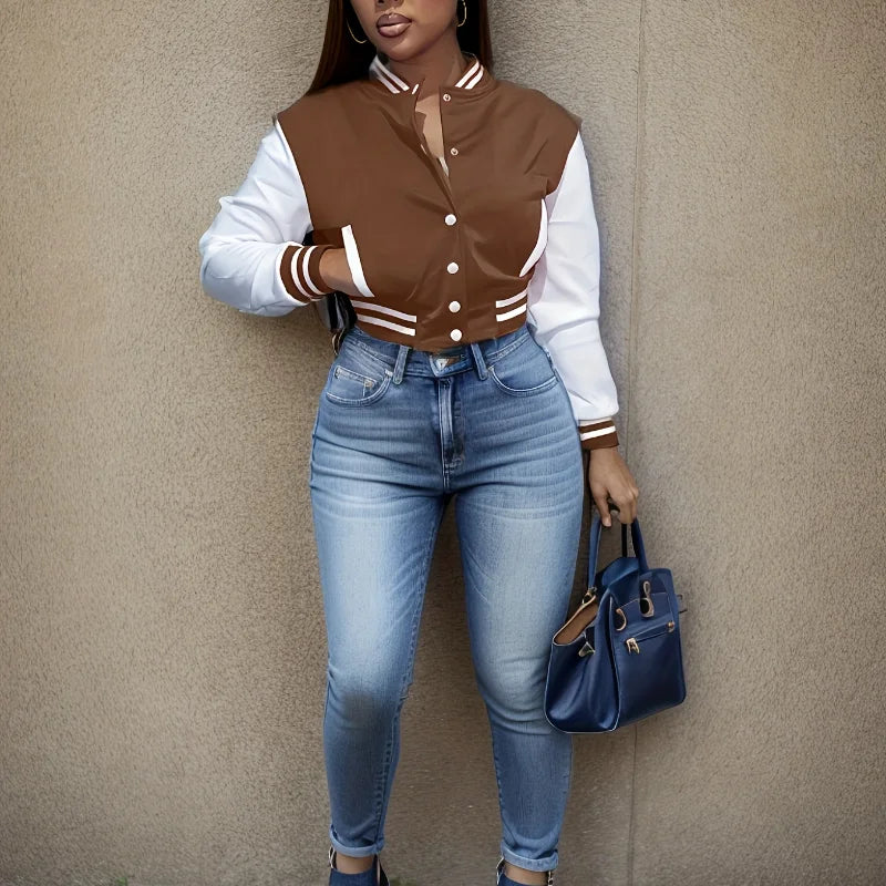 Veste de baseball à simple boutonnage pour femme de style européen et américain de printemps et d'automne