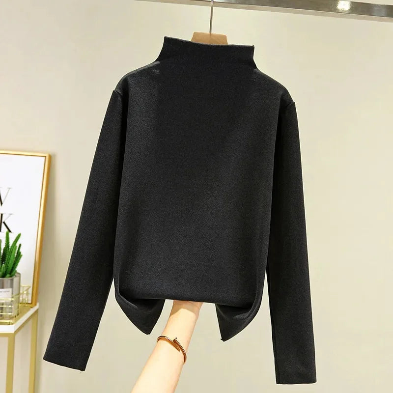 Camisa gruesa de manga larga con Base de forro polar de doble cara para mujer