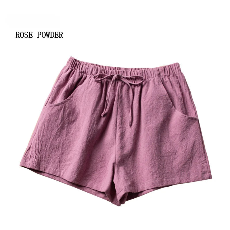Pantalones cortos casuales de lino para mujer, pantalones cortos de entrenamiento para gimnasio, pantalones cortos de algodón, pantalones cortos negros de cintura alta para mujer, pantalones cortos deportivos para mujer