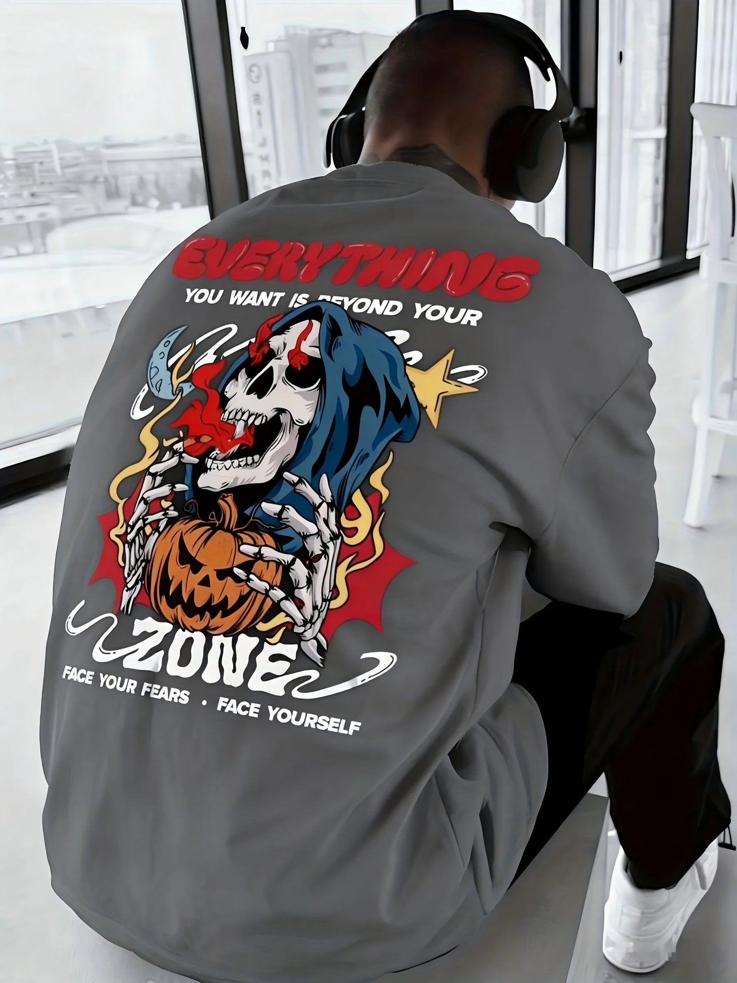 Camiseta de cuello redondo suave y transpirable con estampado