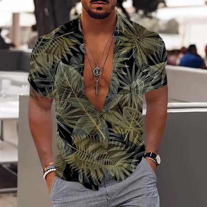 Chemises cocotiers pour hommes, chemises imprimées en 3D pour hommes, chemises de plage à manches courtes, chemisier tendance pour hommes, chemise 