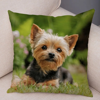 Funda de cojín decorativa con estampado de perro para sofá, hogar, mascota, adorable