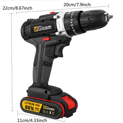 Cordless Impact Drill Electric Screwdriver Electric Hammer Mini Hand Drill Lithium-ion Battery Power Tools 88VF