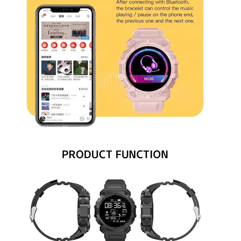Reloj inteligente para hombre y mujer, deportivo, con pantalla táctil, resistente al agua, Bluetooth, compatible con Android e iOS.