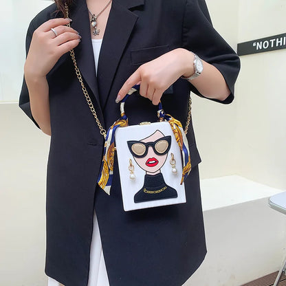 Women Hard Leather Evening Bags High Quality Hip Hop Party Shoulder Bag Luxury Designer Handbag