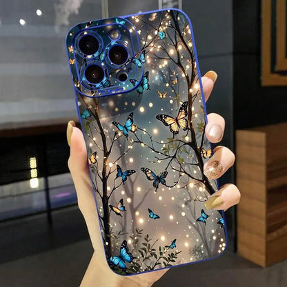 Fundas para iPhone 16, 15, 14, 13, 12, 11 Pro Max, X, XR, XS, con diseño de mariposa que brilla en la oscuridad