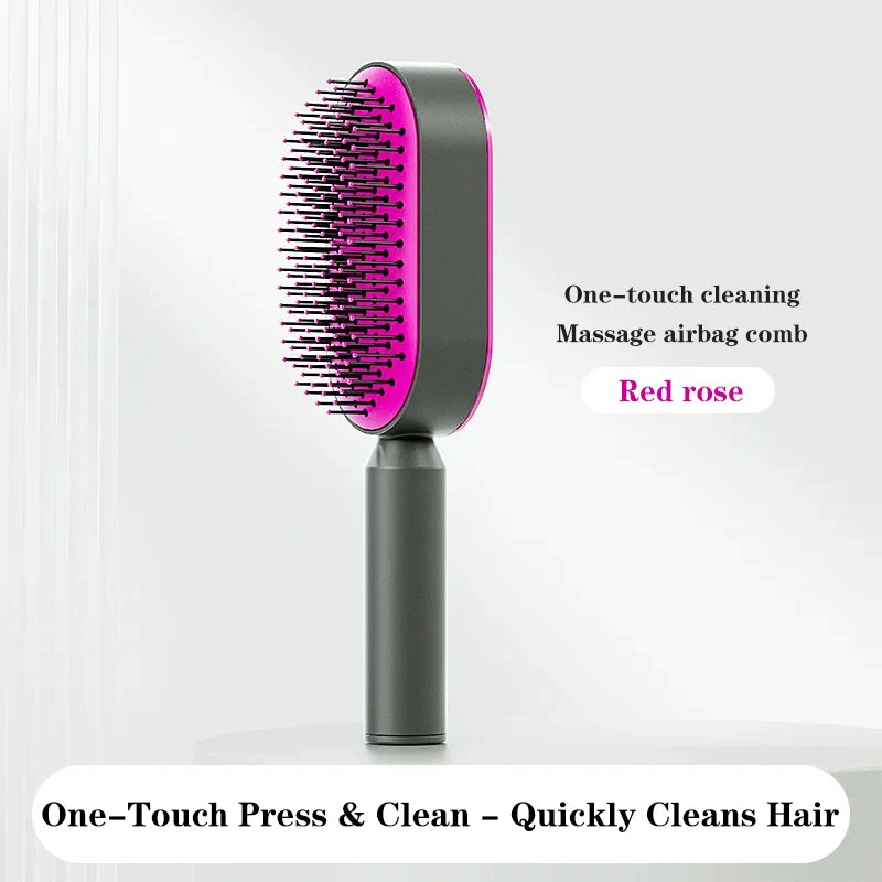Peine de masaje, cepillo de pelo autolimpiante para mujer, peine de pelo rápido de una tecla, cojín de aire 3D, herramientas de estilismo para el cabello, peine con bolsa de aire