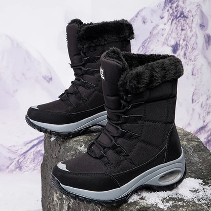 Winter women's fashion plush cotton shoes, large platform non-slip snow boots, high-quality comfortable calf boots for outdoor work