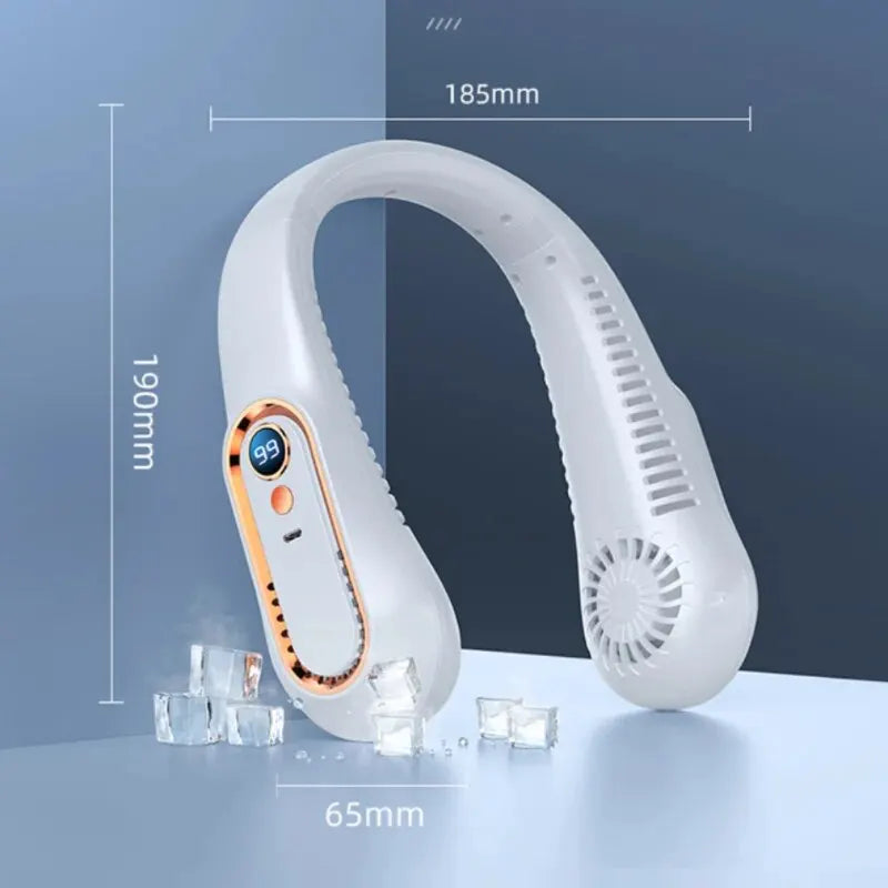 Ventilado portátil recargable por USB, pequeño, para estudiantes, oficina, deportes, pantalla digital, ventilador  colgante para el cuello.