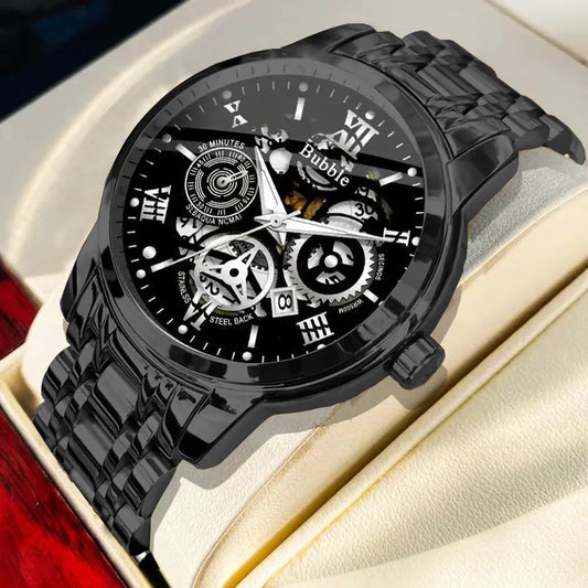 Reloj para hombre, moderno, de alta gama, ligero, de lujo, versátil, de cuarzo, resistente al agua, con diseño romano hueco, reloj para hombre.