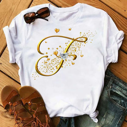 Camiseta de combinación de letras con nombre personalizado para mujer