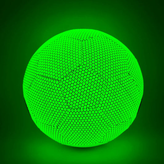 Balón de fútbol luminoso tamaño 5, profesional, de piel sintética, reflectante, con diseño que brilla en la oscuridad, para jugar en interiores y exteriores.