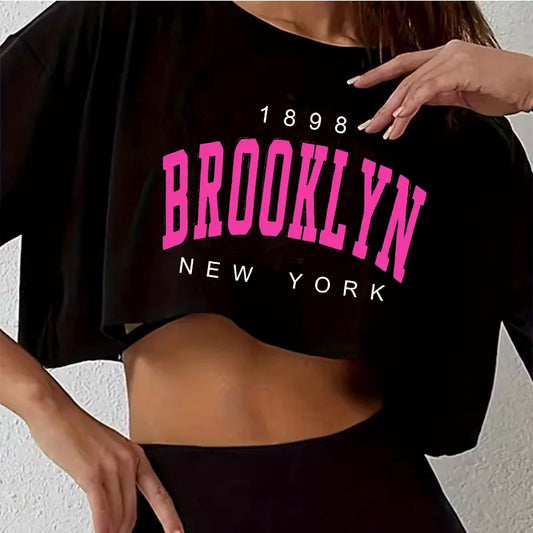 Camiseta  gráfica cuello redondo, camiseta Casual elegante para mujeres
