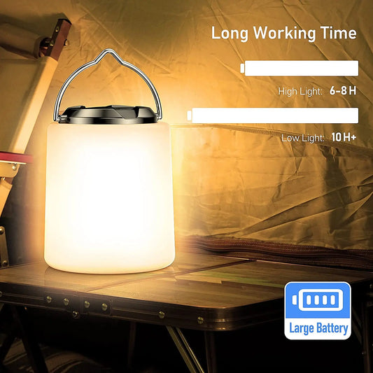Rechargeable camping lantern, 3000K warm white light, waterproof, LED, camping and hiking supplies