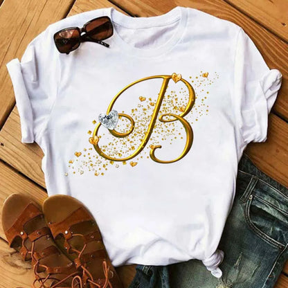 Camiseta de combinación de letras con nombre personalizado para mujer