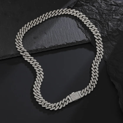 Collar con colgante de letra para hombre y mujer, con brillantes diamantes de imitación