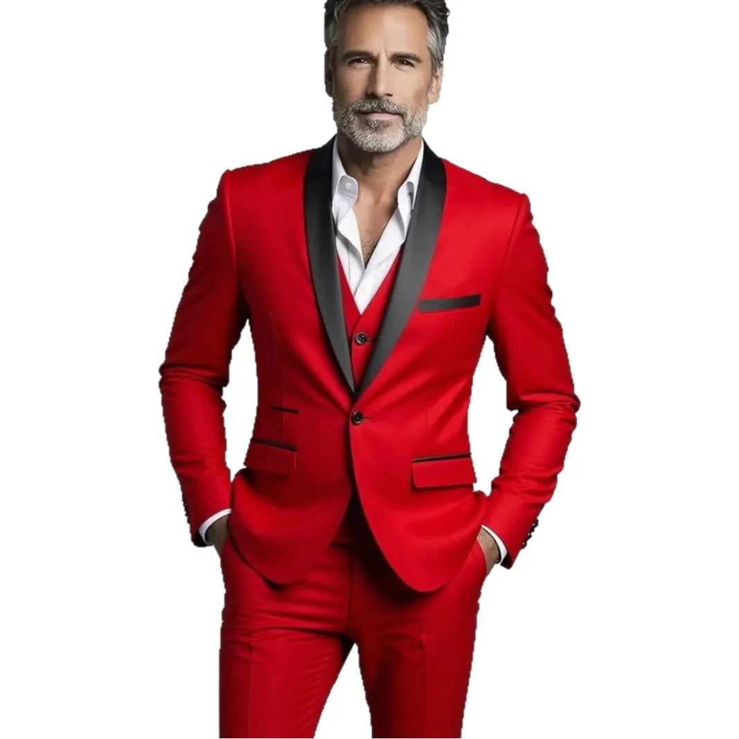 Conjunto de tres piezas para fiesta de boda, chaqueta masculina de talla grande, pantalones y chaleco, traje ajustado a la moda