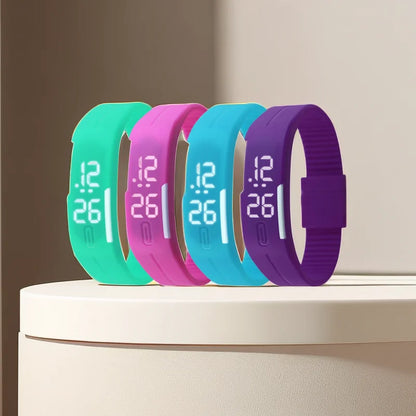 Relojes deportivos digitales para adultos y niños , reloj de pulsera con correa de silicona y pantalla LED