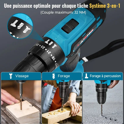 Cordless Impact Drill Electric Screwdriver Electric Hammer Mini Hand Drill Lithium-ion Battery Power Tools 28V