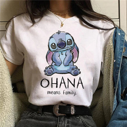 Camiseta divertida de dibujos animados de Stitch de Disney de los años 90 para mujer, camiseta de Lilo y Stitch, camiseta gráfica, ropa de calle, camisetas, ropa femenina