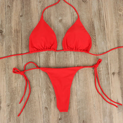 Conjunto de bikini sexy de verano, traje de baño brasileño para mujer, sujetador, tanga, dos piezas, ropa de playa, traje de baño para mujer