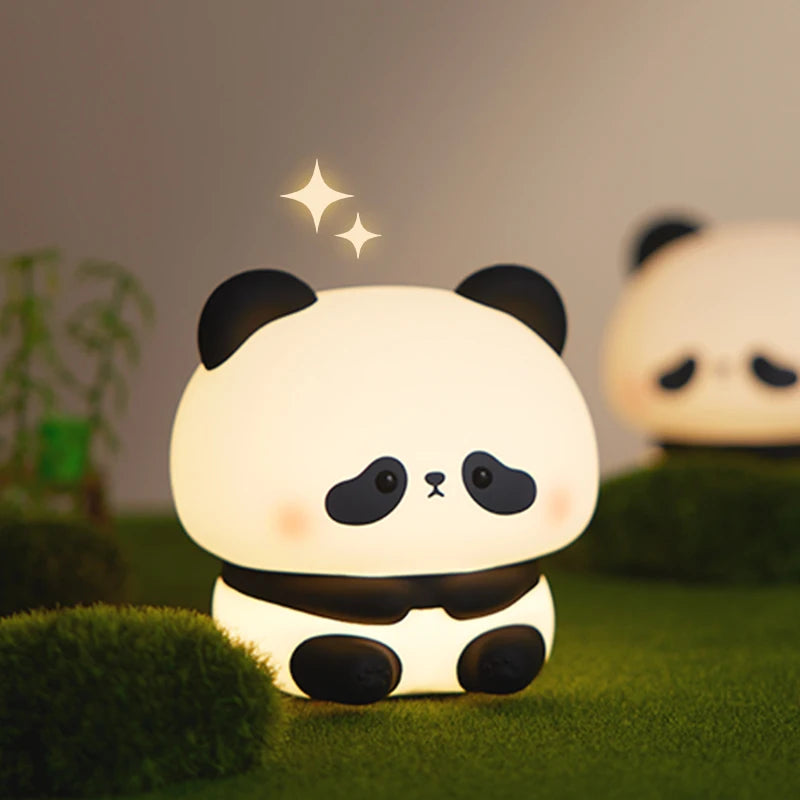 Luz LED nocturna de Panda, bonita luz nocturna de silicona, lámpara de noche táctil recargable por USB, lámpara de sincronización para dormitorio, decoración, regalo para niños