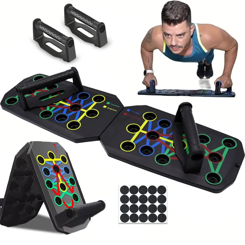 Tabla de flexiones portátil y multifuncional con asas, equipo de fitness plegable para entrenamiento de pecho, abdomen, brazos y espalda.