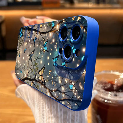 Fundas para iPhone 16, 15, 14, 13, 12, 11 Pro Max, X, XR, XS, con diseño de mariposa que brilla en la oscuridad