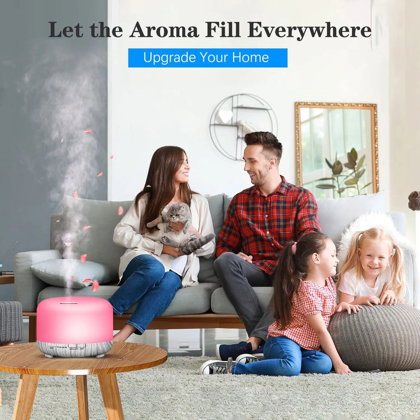 Difusor de aroma de 500 ml, color madera, 5 V, 2 A, humidificador de aromaterapia sin  aceite esencial y control remoto para oficina en casa