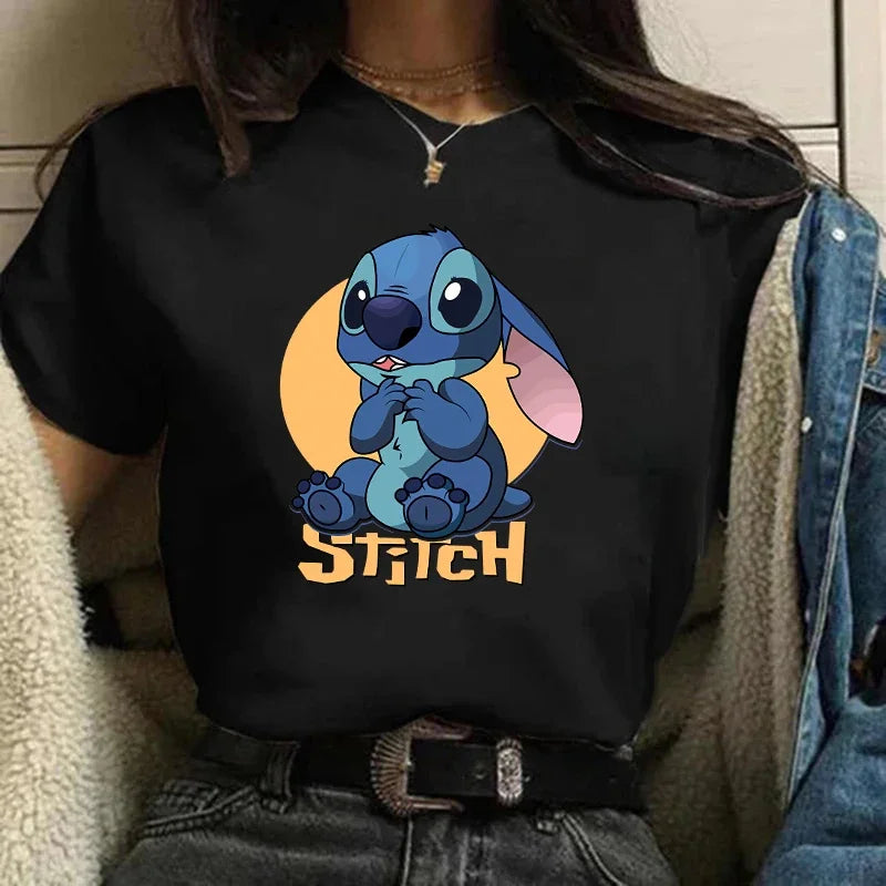 Camiseta divertida de dibujos animados de Stitch de Disney de los años 90 para mujer, camiseta de Lilo y Stitch, camiseta gráfica, ropa de calle, camisetas, ropa femenina