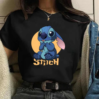 Camiseta divertida de dibujos animados de Stitch de Disney de los años 90 para mujer, camiseta de Lilo y Stitch, camiseta gráfica, ropa de calle, camisetas, ropa femenina