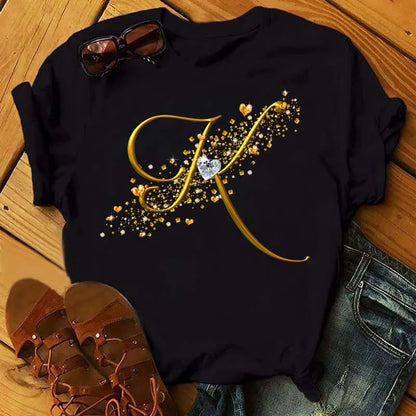 Camiseta de combinación de letras con nombre personalizado para mujer
