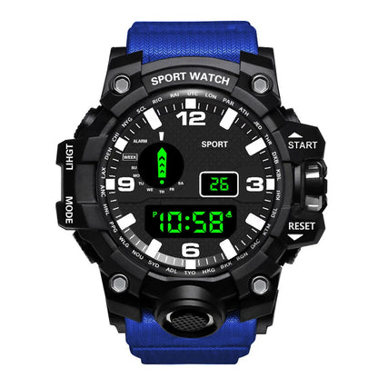 Reloj de pulsera electrónico deportivo de moda para hombre, esfera grande, multifuncional, resistente al agua, luminoso, alarma.