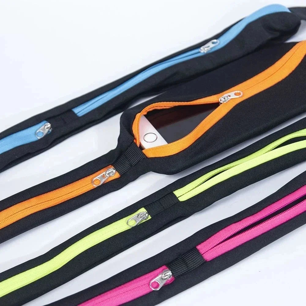 Riñonera ajustable para correr, doble bolsillo, impermeable, cinturón para teléfono, bolsa pequeña de nailon para viajar, ciclismo, senderismo, deporte, gimnasio