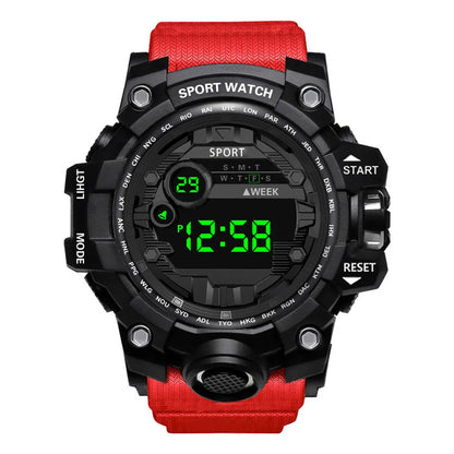 Reloj de pulsera electrónico deportivo de moda para hombre, esfera grande, multifuncional, resistente al agua, luminoso, alarma.