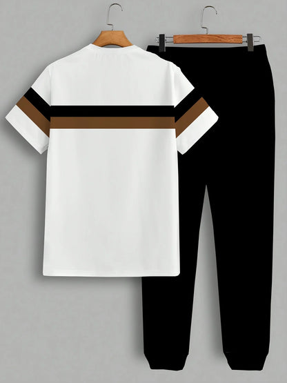 Nuevo y atractivo conjunto de camiseta y pantalones con cuello redondo
