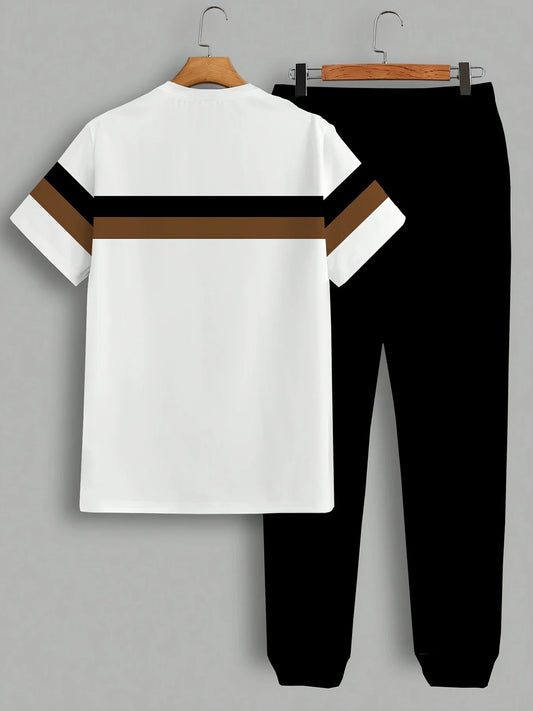 Nuevo y atractivo conjunto de camiseta y pantalones con cuello redondo