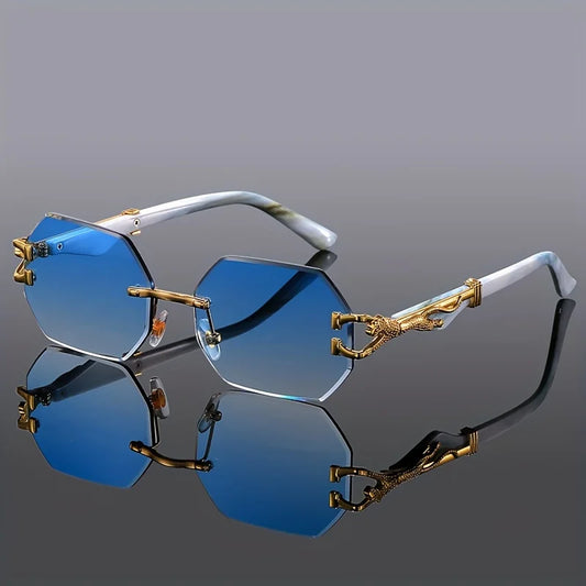 Gafas deportivas con estampado geométrico de leopardo para mujer, montura compuesta ligera y duradera, gafas de moda urbana