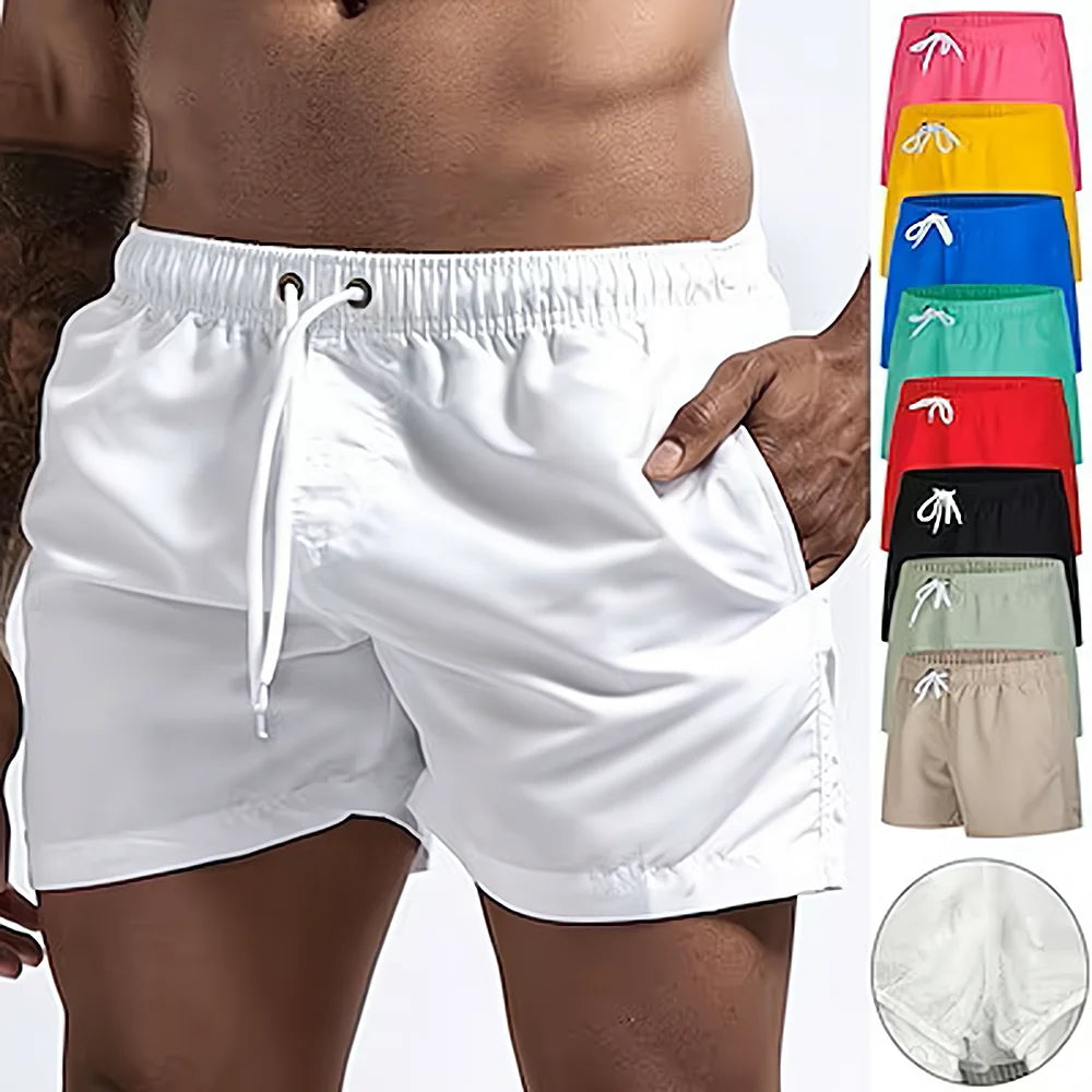 Bañador corto para hombre, de secado rápido, transpirable, con cordón.