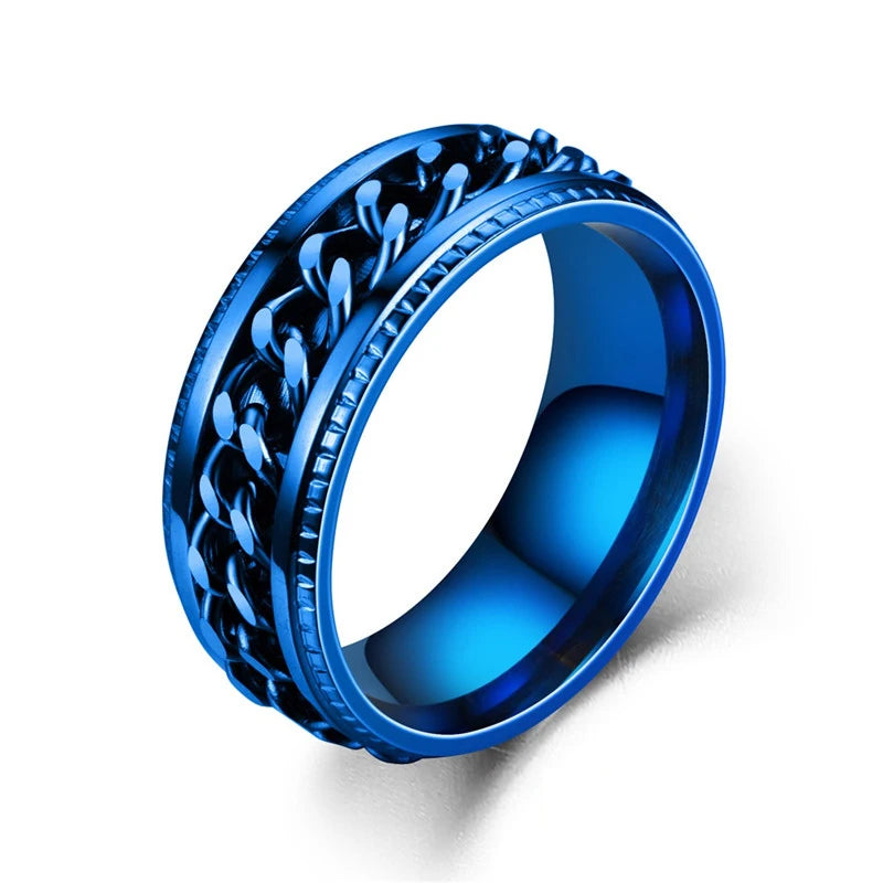 Titanium Steel Spinner Chain Rings for Men Women Anti Stress Anxiety Ring Couple Jewelry 8mm Corkscrew Shape Rings Multifunctional Gift 