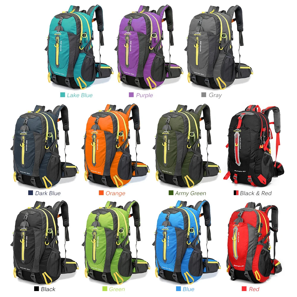 Mochila de viaje resistente al agua de 40L, mochila para acampar, senderismo, portátil, senderismo, escalada, bolsas traseras para hombres y mujeres