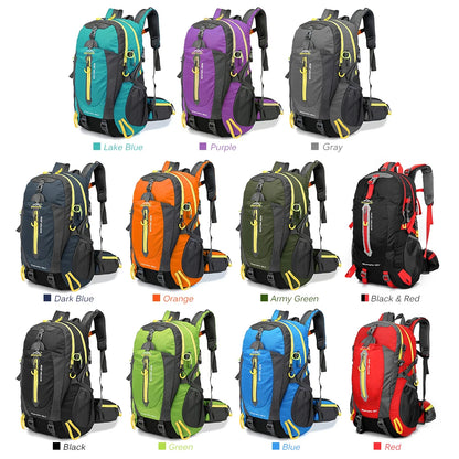 Mochila de viaje resistente al agua de 40L, mochila para acampar, senderismo, portátil, senderismo, escalada, bolsas traseras para hombres y mujeres