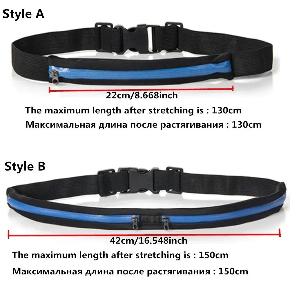 Riñonera ajustable para correr, doble bolsillo, impermeable, cinturón para teléfono, bolsa pequeña de nailon para viajar, ciclismo, senderismo, deporte, gimnasio