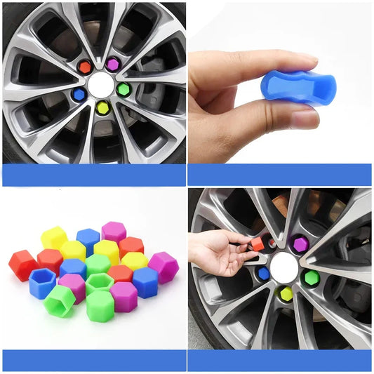 20 tapones hexagonales de silicona de 17/19/21 mm, luminosos, para tuercas de rueda de coche, tapones de silicona para tornillos, para decoración exterior de neumáticos.