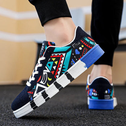 Zapatos vulcanizados rojos de alta calidad para hombre, zapatillas informales Unisex, zapatillas planas con grafiti a la moda de 46 tamaños, zapatos de Skateboard para hombre