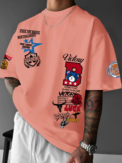 Camiseta extragrande con estampado elegante para hombre