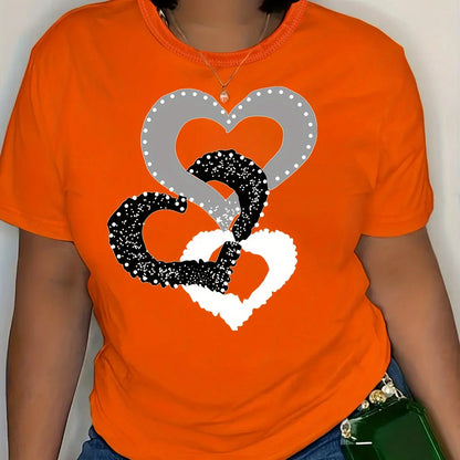 Camiseta holgada de manga corta con cuello redondo informal de gran tamaño con estampado de dibujos animados para mujer de verano